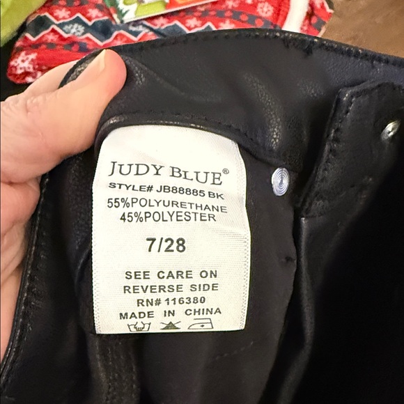 New Judy Blue Faux Black Leather Women's Bootcut Jeans - Picture 4 of 5